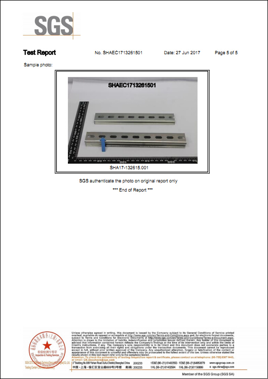 RCCN Steel rail environmental protection certificate
